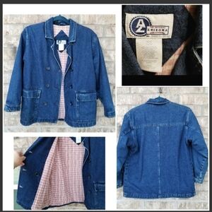 BLUE Denim Chore Jacket (Kids M 10/12) Unisex Flannel Lined Coat
